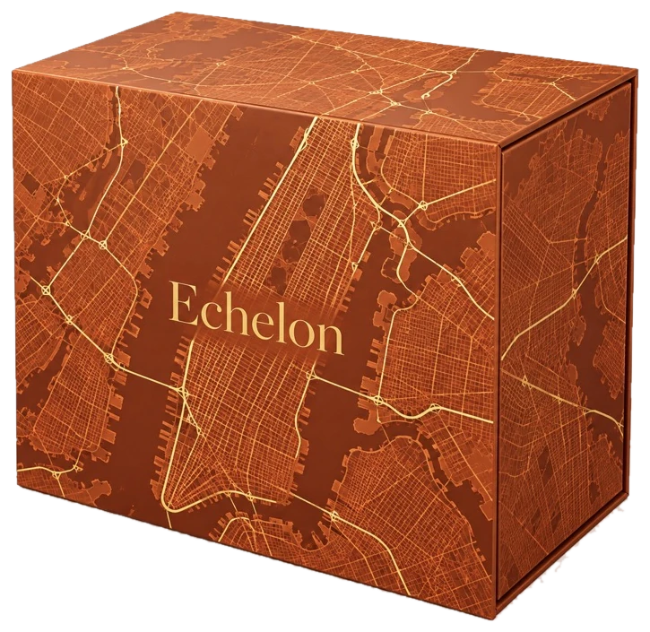 ECHELON collectible box printed with a map of New York City